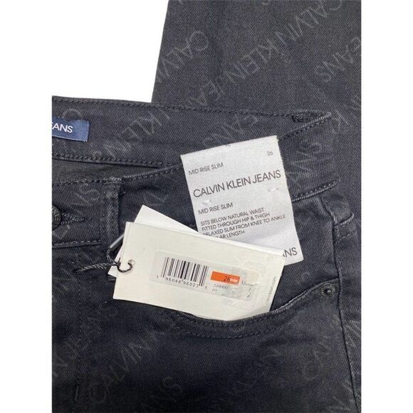 Calvin Klein Ankle Jean Jeggings Juniors' 26 Black‎ Stretchy Mid Rise Logo NEW - Picture 9 of 12